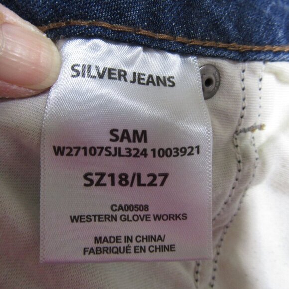 SILVER JEANS Distressed Boyfriend Sam Slim Leg Jeans Pants Relaxed SZ 18 L27 - Picture 8 of 10